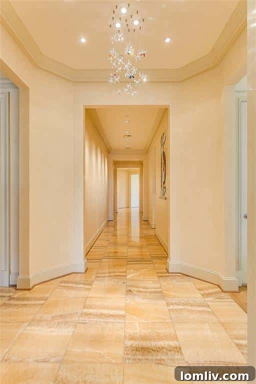 Elegant Hallway with Honey Onyx Flooring