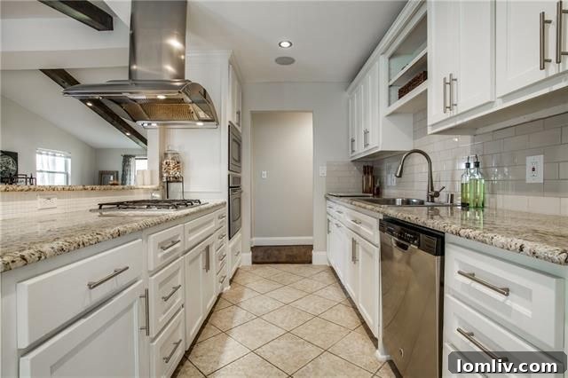 Park Forest Reno: Expansive 2,300+ SqFt with Open-Concept Living and Premium Amenities 11 Open concept renovated kitchen with granite counters and white subway tile backsplash