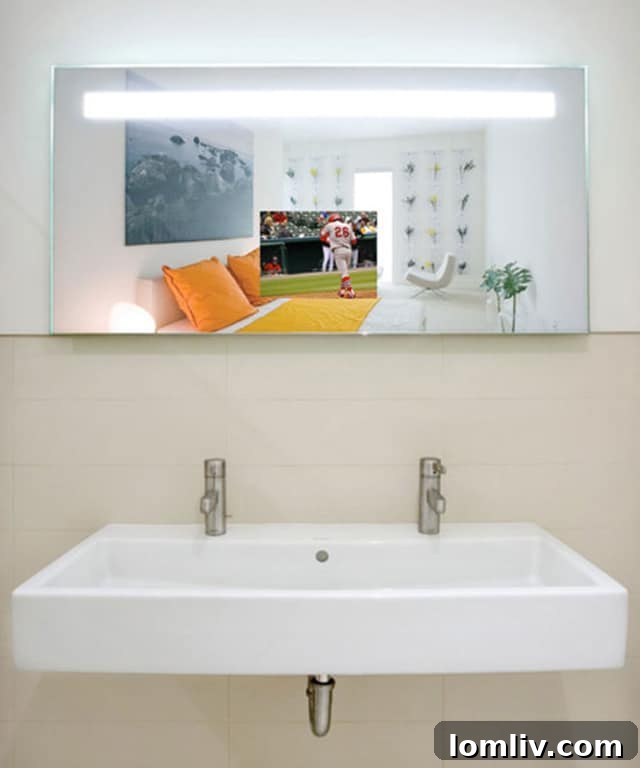 Quantum Lighted Mirror TV for a luxurious smart bathroom experience.