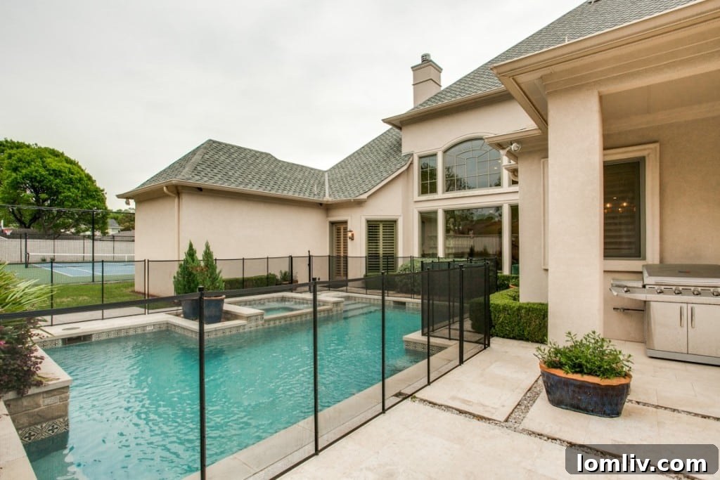 Luxury Backyard with Tennis Court and Pool