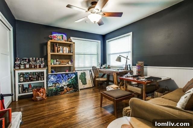 Well-sized secondary bedroom with hardwood floors