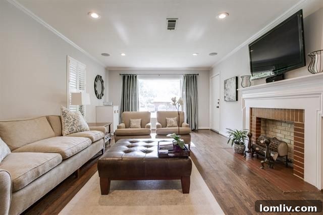 Interior View of Living Room with Decorative Fireplace at 1407 Eastus Dr
