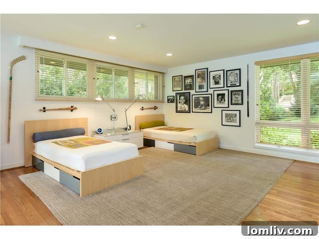 Spacious Guest Bedroom with Elegant Decor in a Bluffview Luxury Property