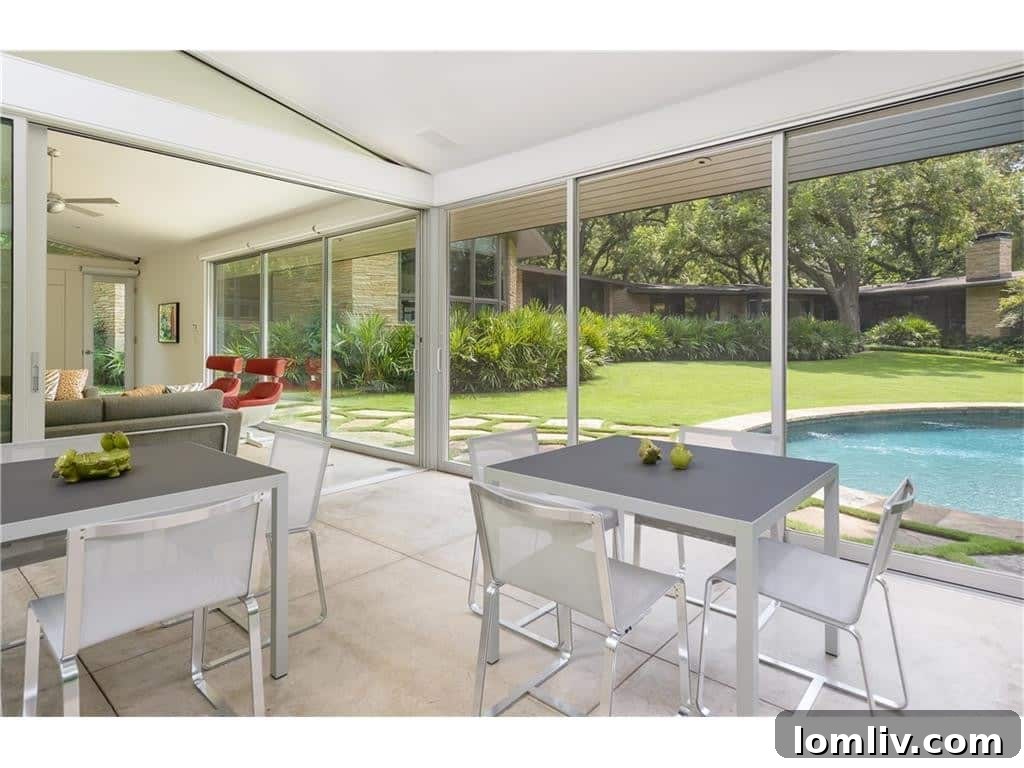 Poolside Dining Area Perfect for Entertaining and Outdoor Living in Bluffview