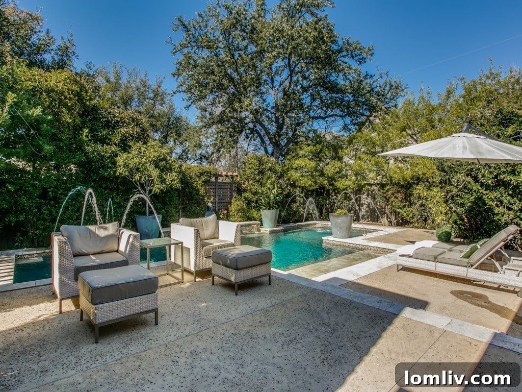 Outdoor dining space next to the pool at Casa Verde.