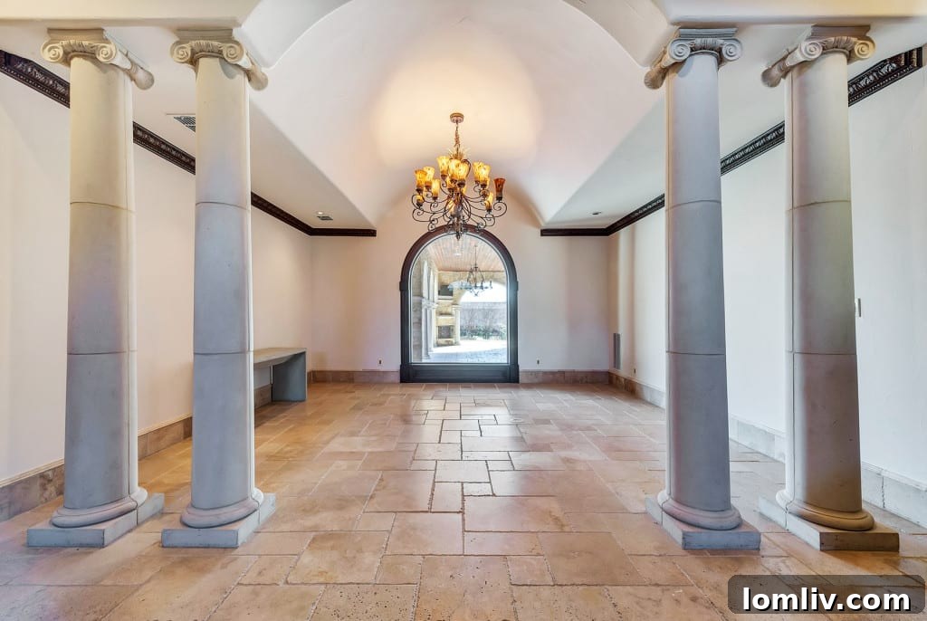 Spacious Living Room with Columned Accents