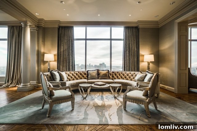 Elegant interiors of the Claridge penthouse in Dallas, a premium listing
