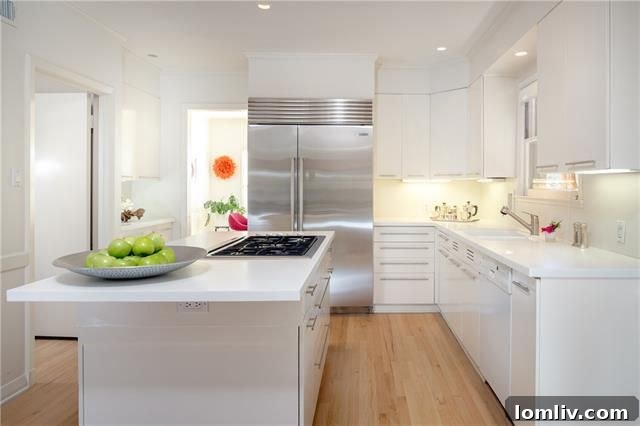 Modern white kitchen with high-end appliances