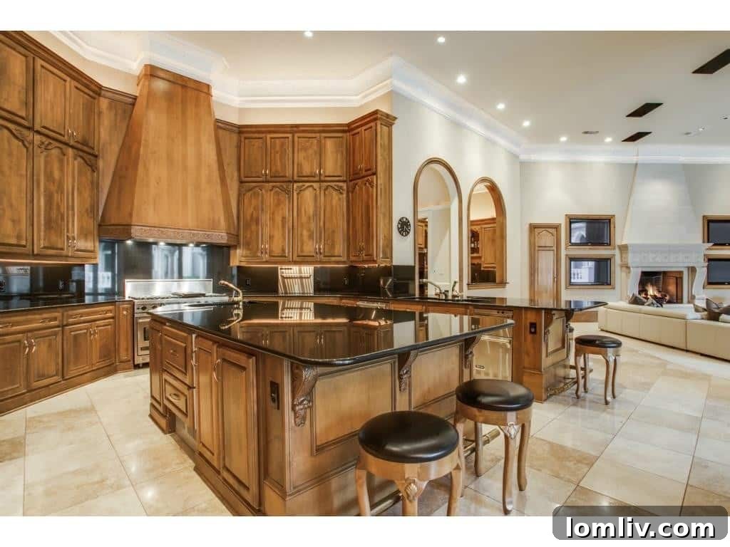 Spacious chef's kitchen with large island and modern appliances