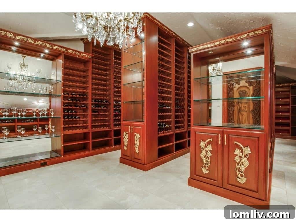 Impressive 6,000-bottle wine cellar with elevator access