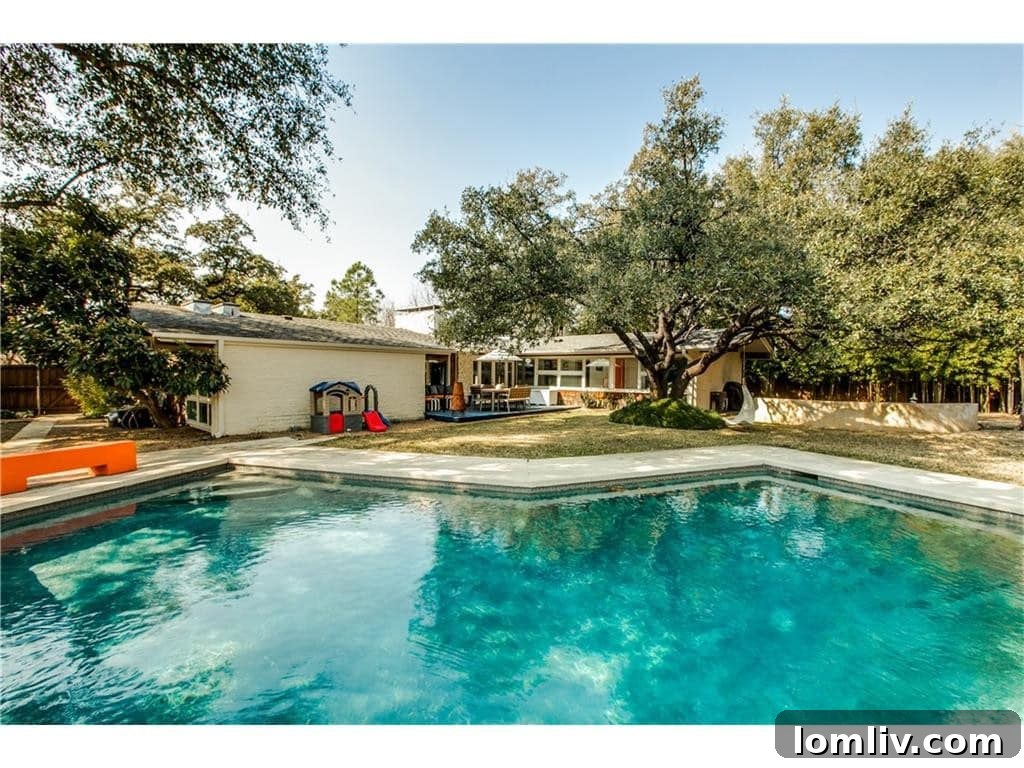 Swimming Pool and Lush Backyard Landscape