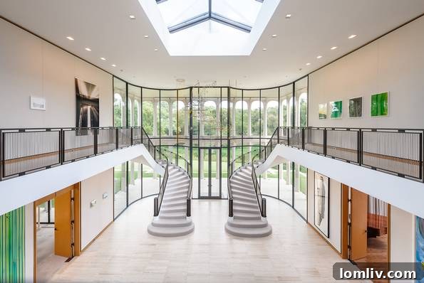 The Philip Johnson house at 10210 Strait Lane, an iconic modernist Dallas mansion perfect for a contemporary billionaire's setting.