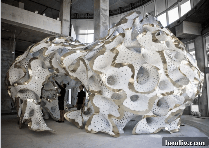 The Labrys Frisae Pavilion, a stunning example of Marc Fornes' computational design, featured at Art Basel Miami.