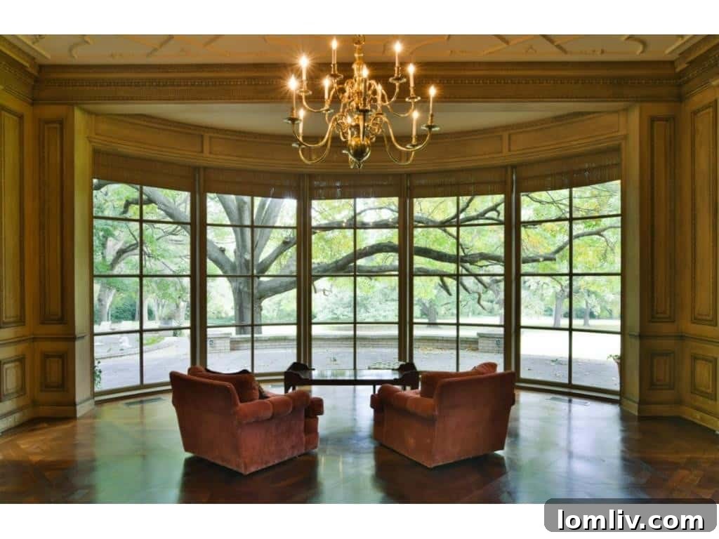 Dallas's Richest Real Estate: Did Andy Beal Acquire the Two Most Expensive Mansions? 5 Living room view of the Margaret Crow Estate, showcasing the grandeur of 4500 Preston Road.