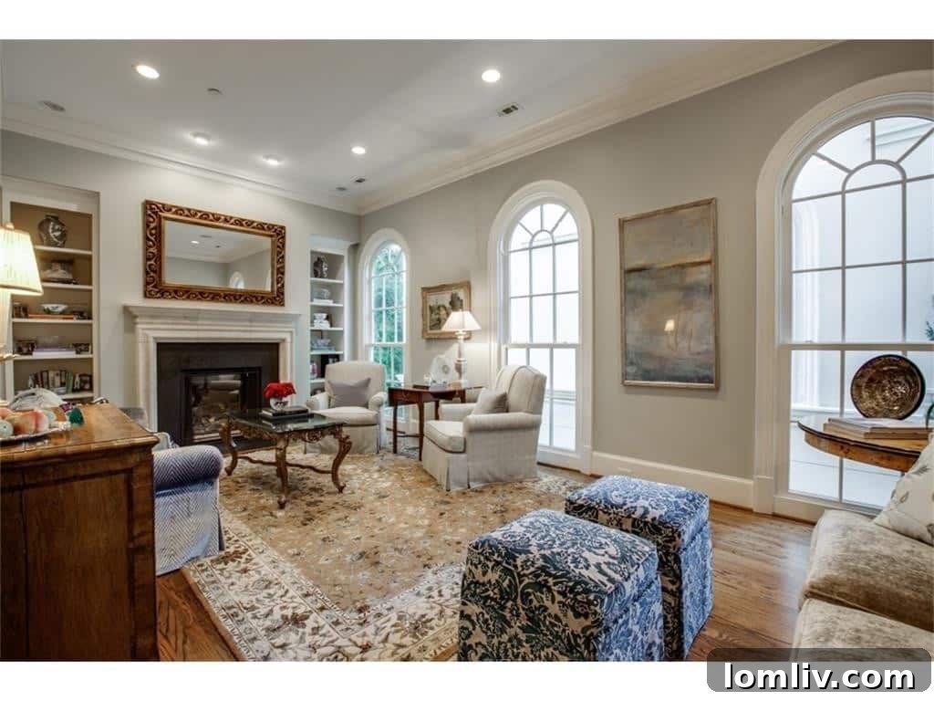 Elegant entrance and classic architecture of a Dallas luxury home
