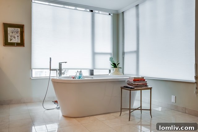 A beautifully appointed master bathroom, showcasing modern updates and luxurious finishes.