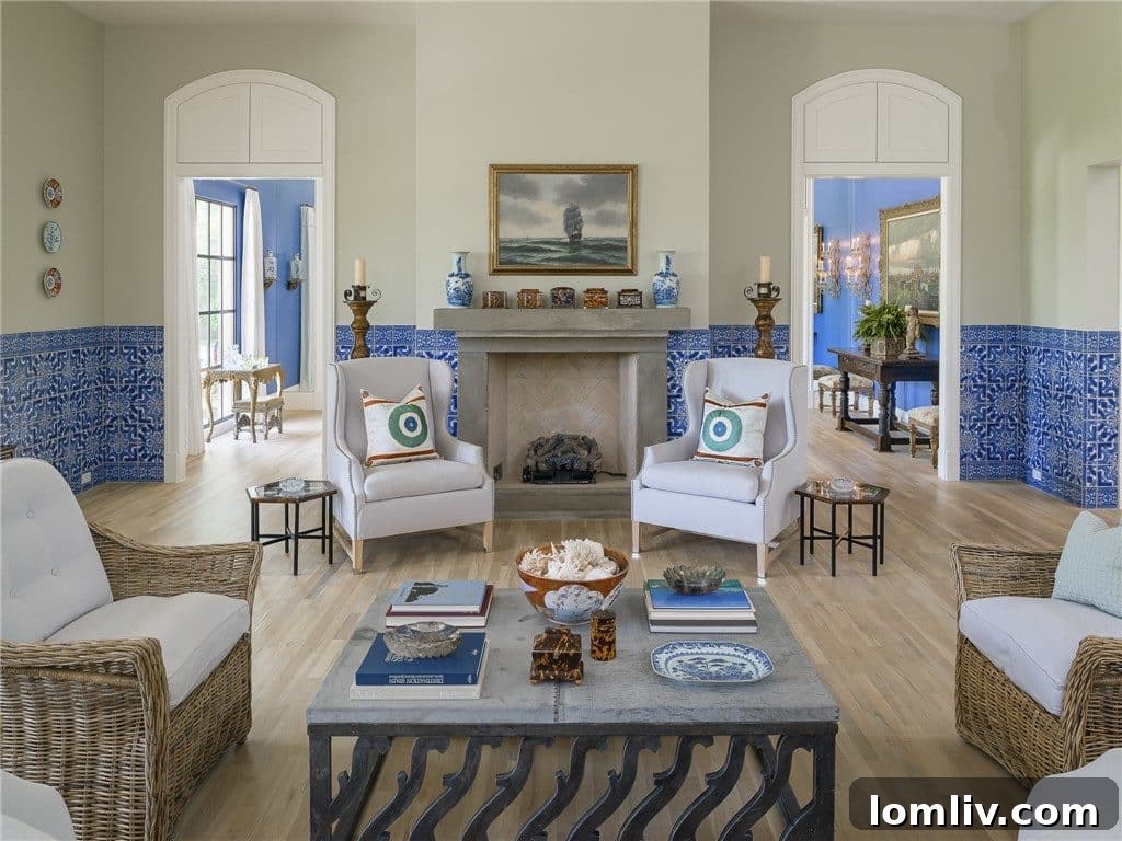 Elegant study with African Black Zimba wood and golf course views