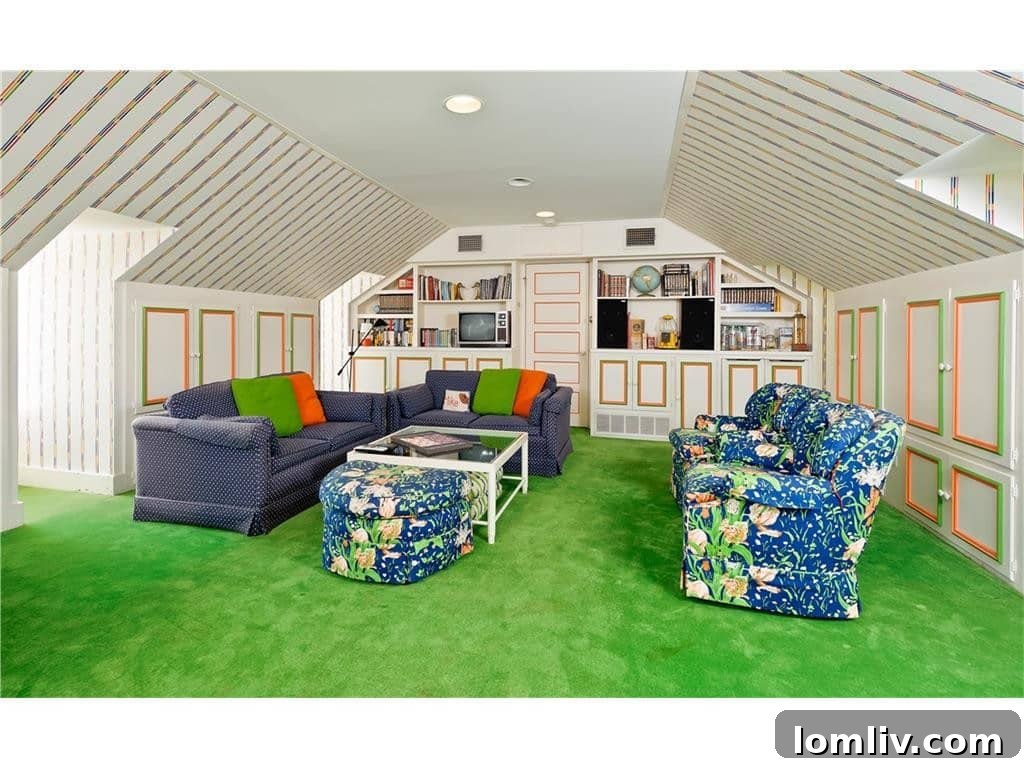 Dave Perry-Miller Curates Dallas' Finest Architecture: Korn, Thompson, Dilbeck 19 Attic playroom at 4248 Armstrong Parkway, offering versatile space