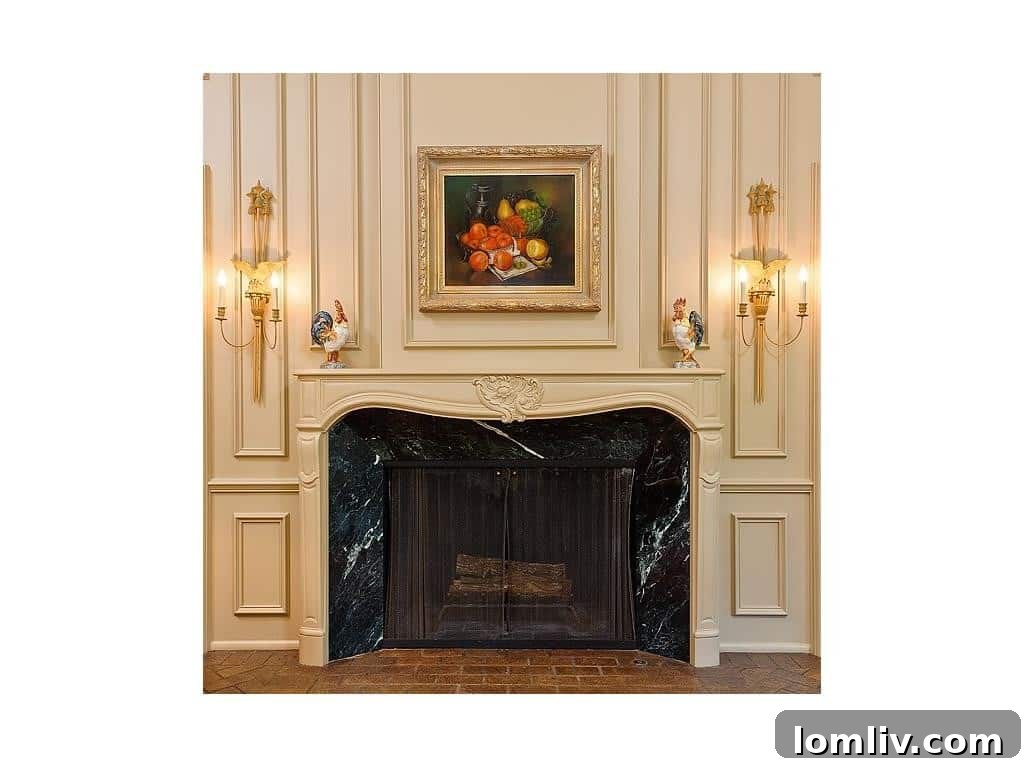 Dave Perry-Miller Curates Dallas' Finest Architecture: Korn, Thompson, Dilbeck 30 Ornate fireplace at 4248 Armstrong Parkway, a focal point of the living space