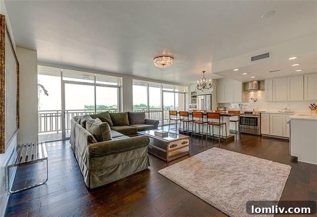 Open Concept Living Area in Renovated Dallas Condo