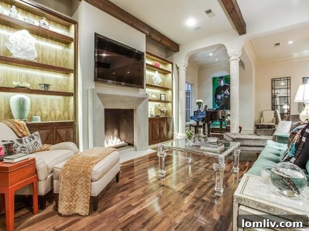 Spacious Living Room with Modern Fireplace