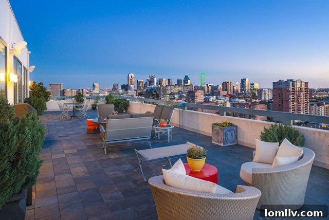 Terrace with City and Sunset Views