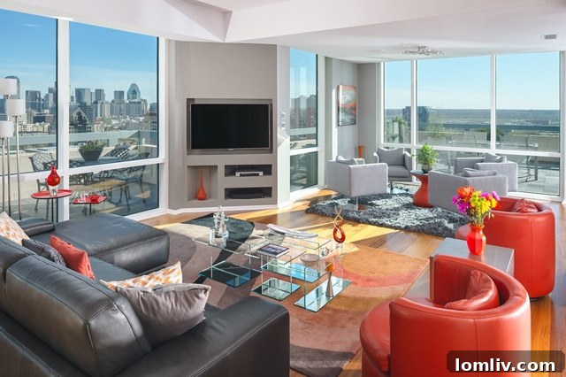 Living Area with Expansive Glass Walls