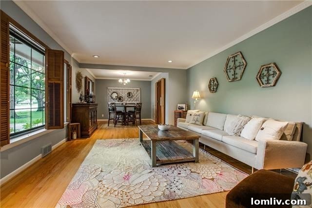 Cozy living room with hardwood floors and fresh paint