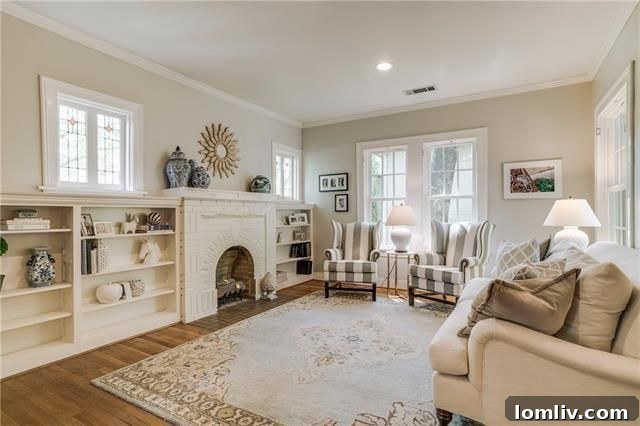 Gastonwood Cottage Living Room with Leaded Glass Built-ins
