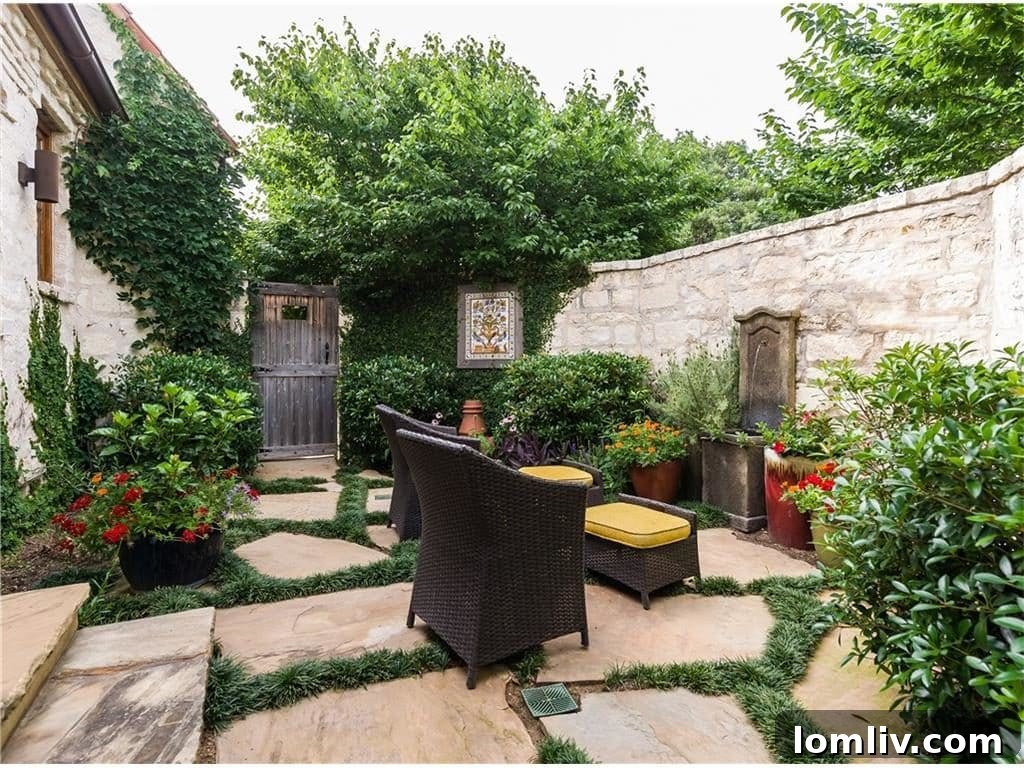 Private courtyard accessible from the master suite, offering an outdoor oasis