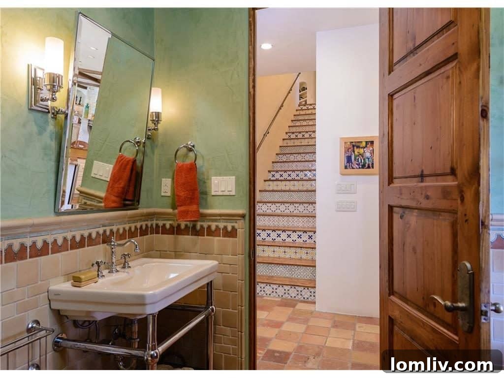 Elegant powder bath with unique design elements, showcasing exquisite taste