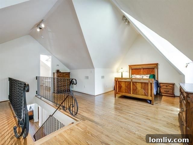 Stunning master bedroom in a historic Old East Dallas Tudor home