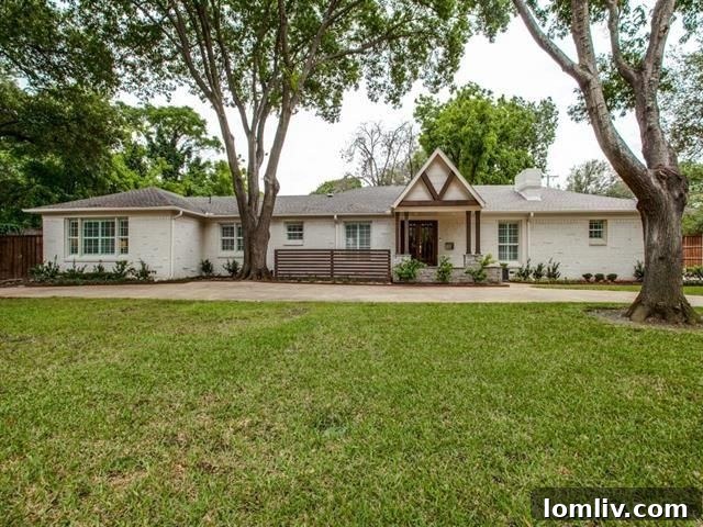 Exterior front of the updated transitional ranch home at 4010 Merrell Rd