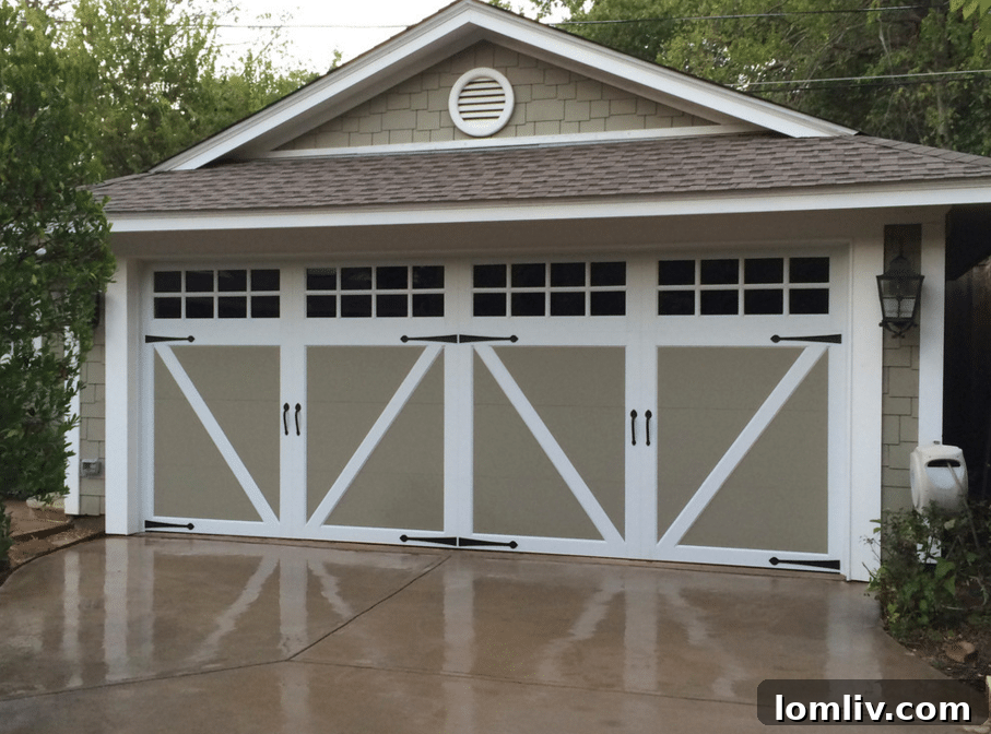 Steel carriage garage door. A classic choice for traditional and rustic homes.