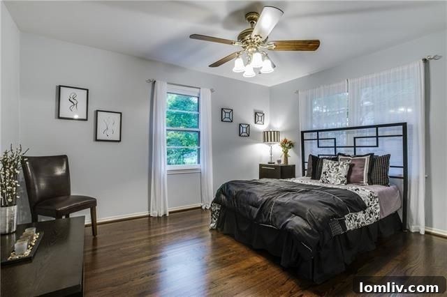 Cozy bedroom with ample natural light