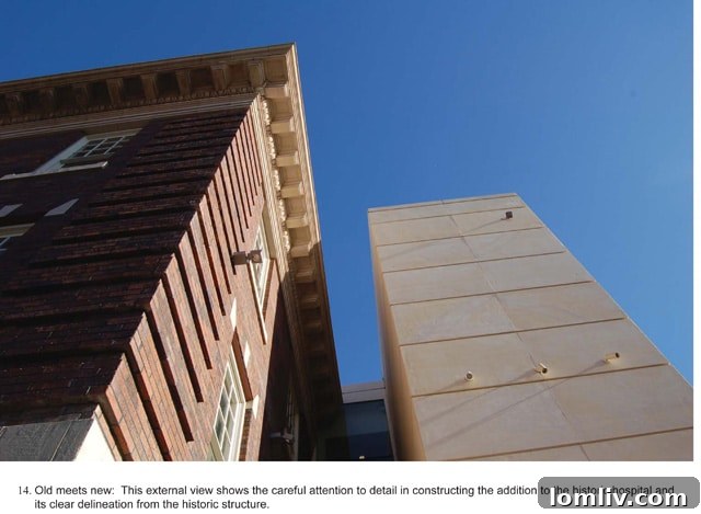 Exterior view showcasing the blend of old and new architecture