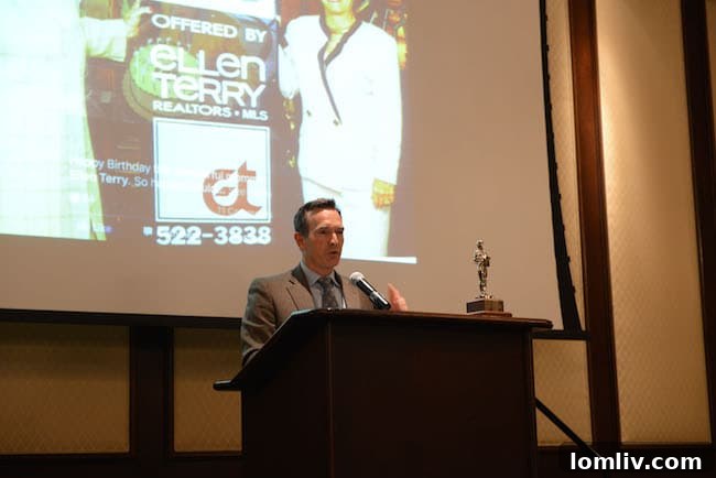 Todd Terry speaking at his mother's retirement party.
