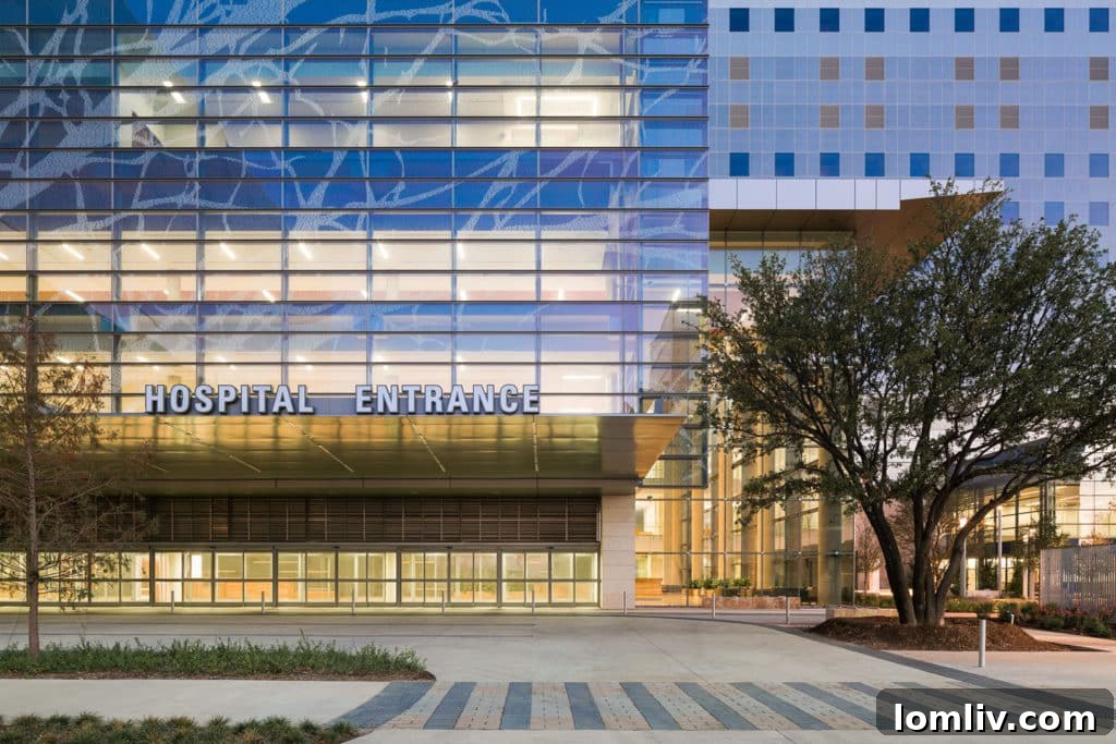 The impressive facade of the Parkland Hospital replacement project, a landmark achievement for Corgan.