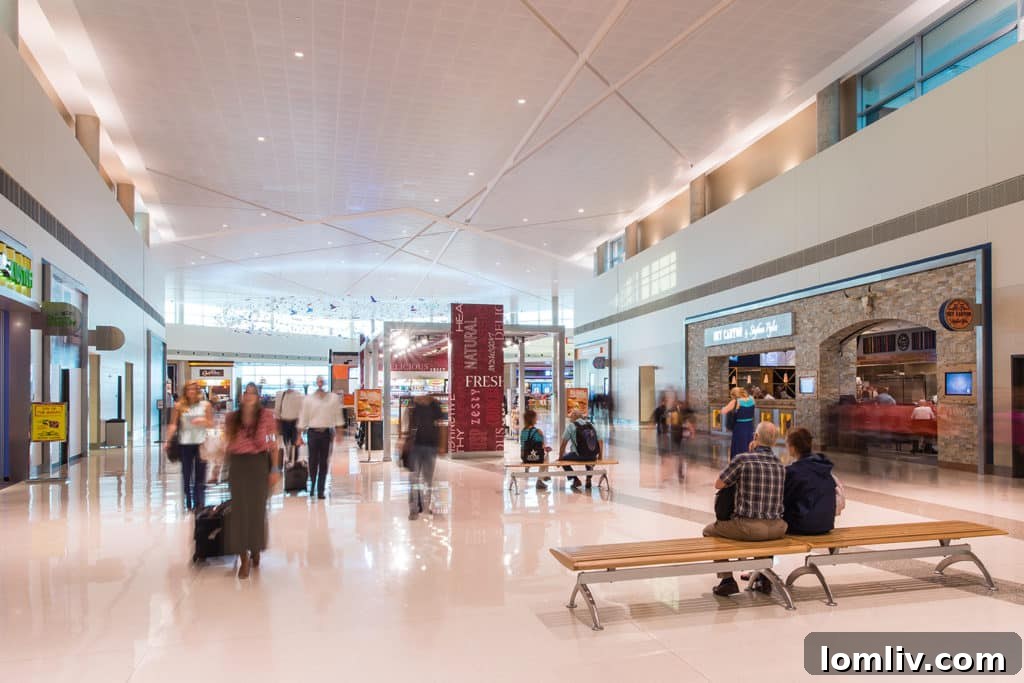 Love Field Airport's spacious and light-filled concourse, designed for modern travel.