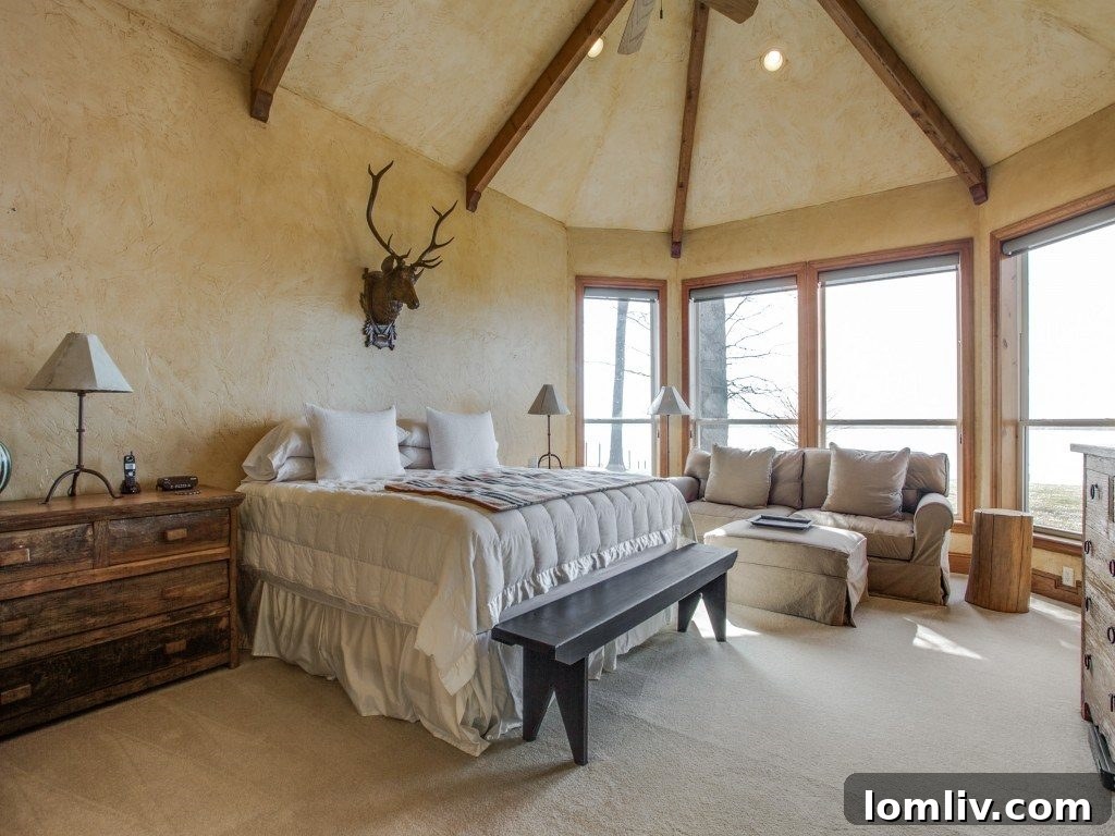 Luxurious Master Bedroom with Lake Views at 16 Island Drive, Cedar Creek