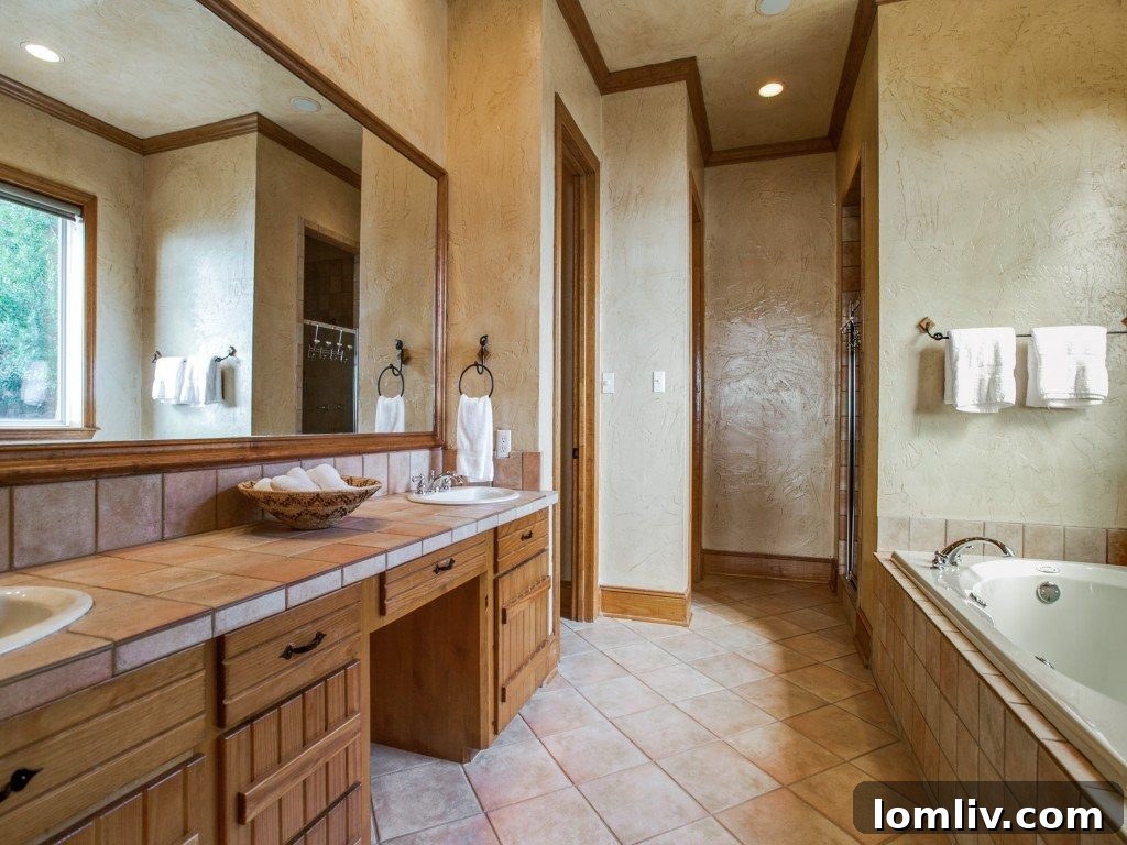 Spa-like Master Bathroom with Dual Vanities and Modern Fixtures