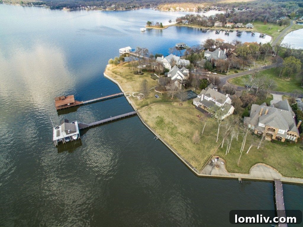 Expansive Dock and Boathouse with Party Deck at 16 Island Drive