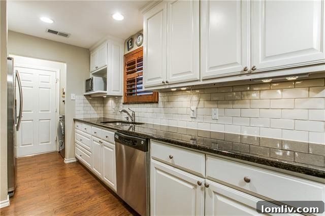 Modern kitchen with open shelving and updated appliances