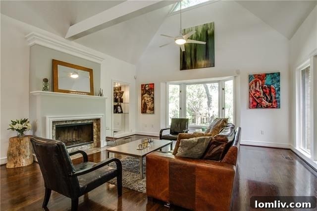Bright and open living area with high ceilings in Stevens Forest Park home
