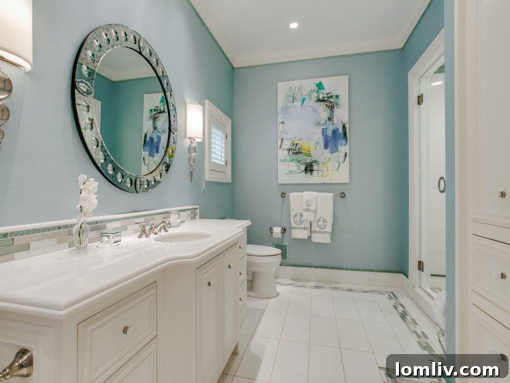Aqua-themed Guest Bathroom