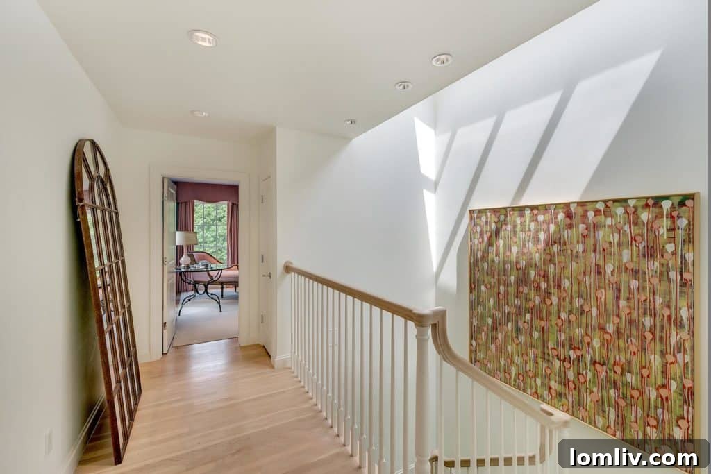 Bright staircase and landing illuminated by a skylight