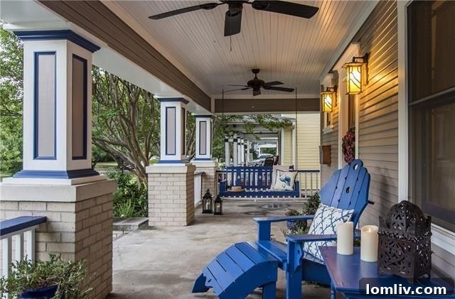 Inviting front porch of a historic Colonial home