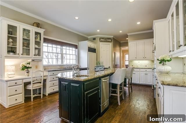 Gourmet kitchen with granite island and modern appliances