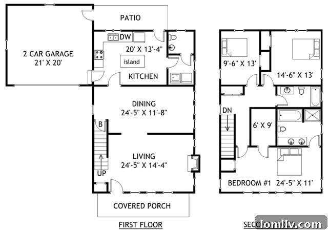 Realty Floorplans Example: First and Second Floor Layouts