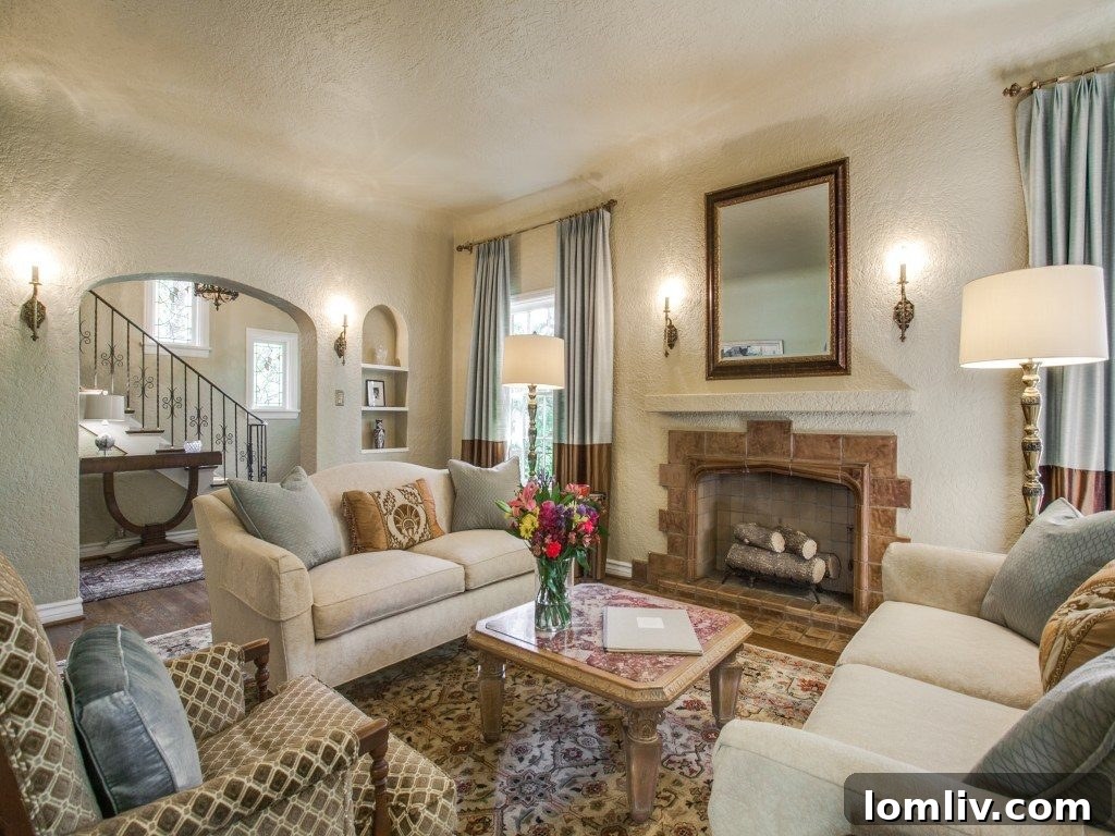 Formal Living Room with Batchelder Fireplace
